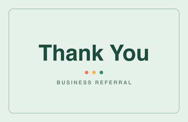 Printable thank-you card for Business Referral